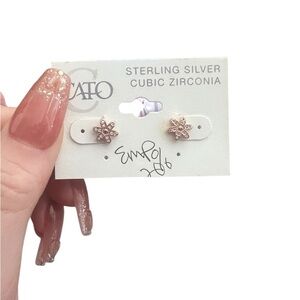 Cato Rose Gold Sterling Silver Cubic Zirconia Floral Earrings